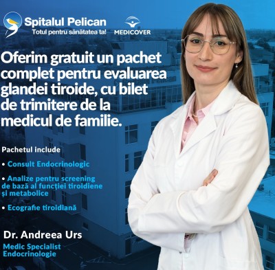 ENDOCRINOLOGIE: pachet complet pentru evaluarea glandei tiroide, pe bază de bilet de trimitere, la dr. URS ANDREEA